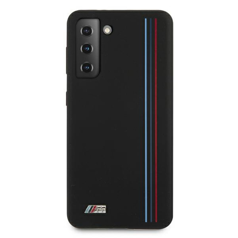 BMW BMHCS21MSIVTBK Capa Silicone Stripes M Collection para Samsung Galaxy S21+, Preto