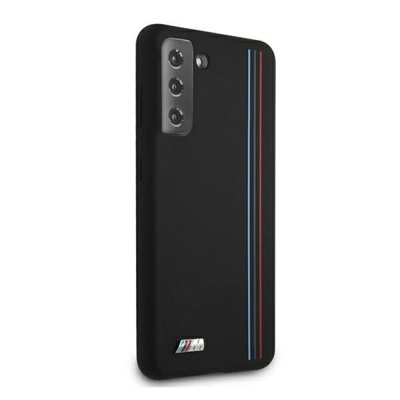 BMW BMHCS21MSIVTBK Capa Silicone Stripes M Collection para Samsung Galaxy S21+, Preto