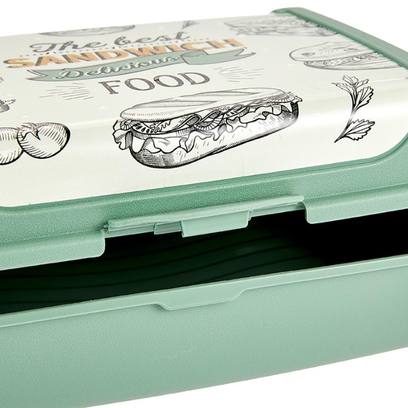 keeeper Carla Midi Lunch Box Space Tour, verde nórdico, Deco-Click-Box, PP (1 un)