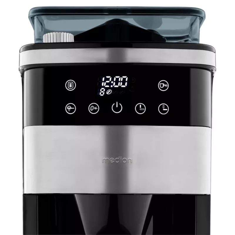 Máquina de café de filtro Medion MD 19911 com moinho, jarro térmico, 1000 W, prateado/preto