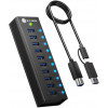 ICY BOX IB-AC6110a Hub USB 3.2 Gen 2 de 10 portas com porta de carregamento, 12 V