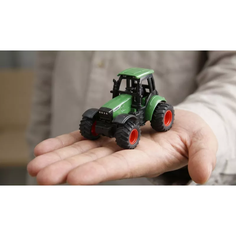 Trator metálico Amewi com reboque, 1:64, RTR, verde