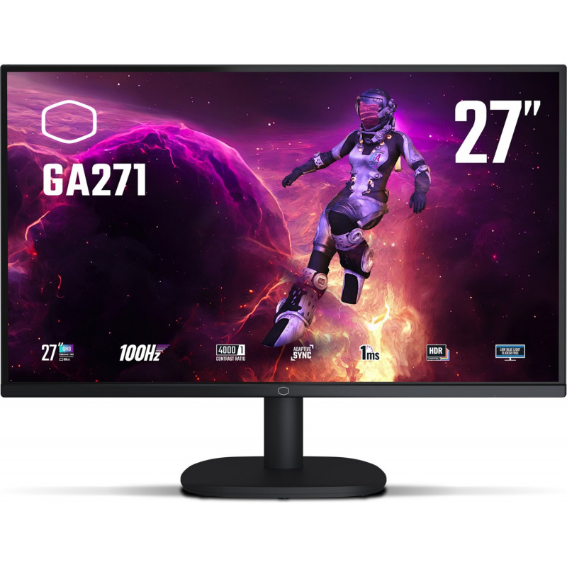 Monitor Cooler Master GA271 CMI-GA271-EK de 27 polegadas, 68,6 cm, 2560 x 1440, VA, 1 ms, 100 Hz, HDR, DisplayPort, HDMI