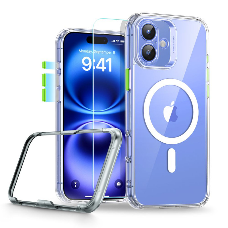 Conjunto ESR Classic Pro Set HaloLock MagSafe com vidro temperado para Apple iPhone 16, transparente