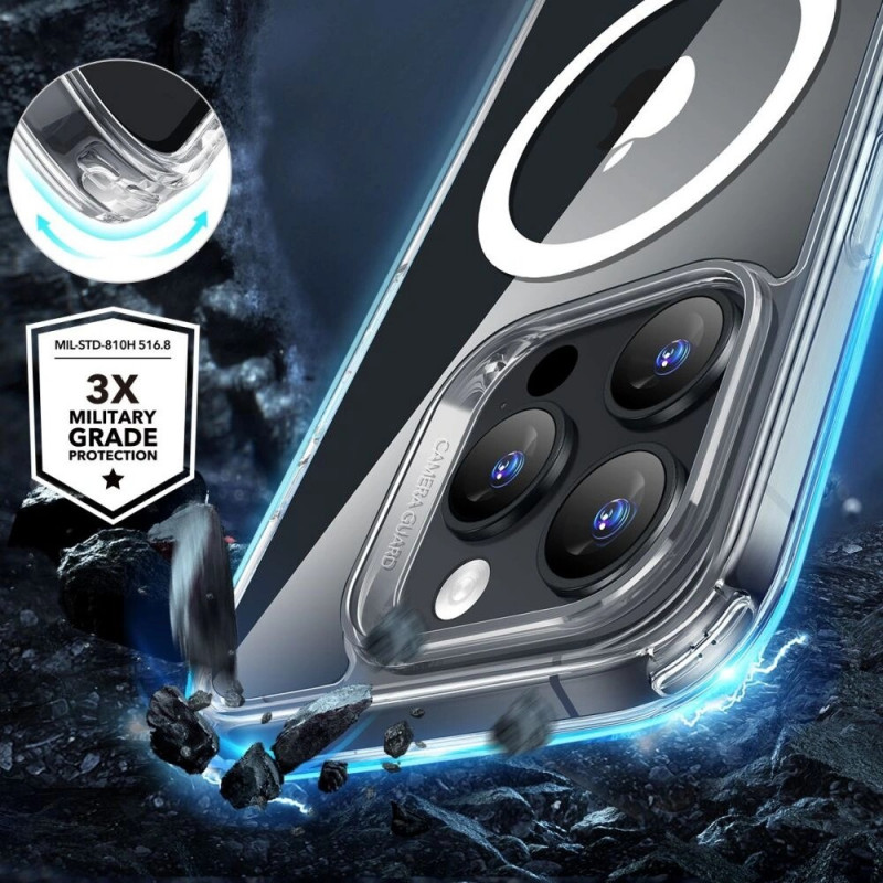 Capa ESR Classic Hybrid HaloLock MagSafe com vidro temperado para Apple iPhone 16 Pro Max, transparente