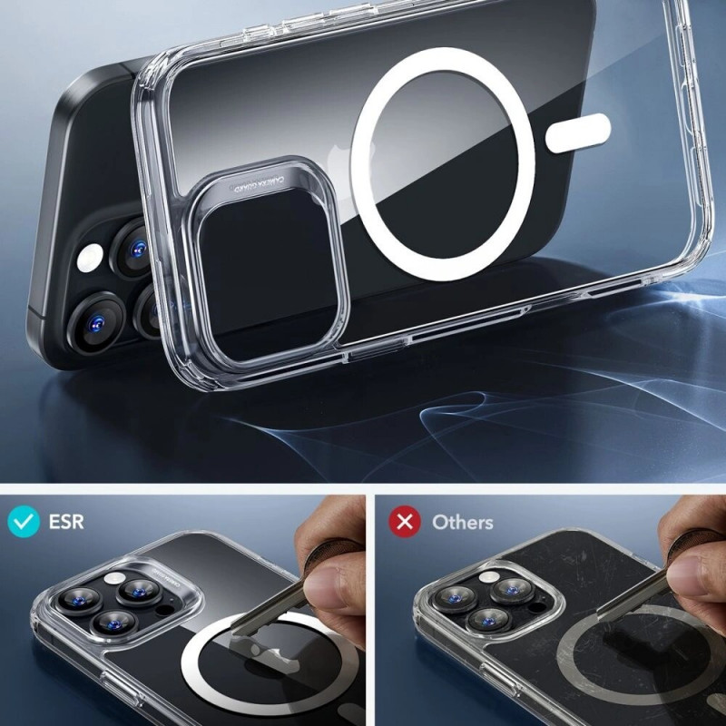 Capa ESR Classic Hybrid HaloLock MagSafe com vidro temperado para Apple iPhone 16 Pro Max, transparente