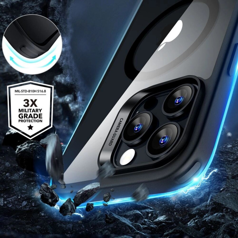 Capa ESR Classic Hybrid HaloLock MagSafe com vidro temperado para Apple iPhone 16 Pro Max, transparente/preto