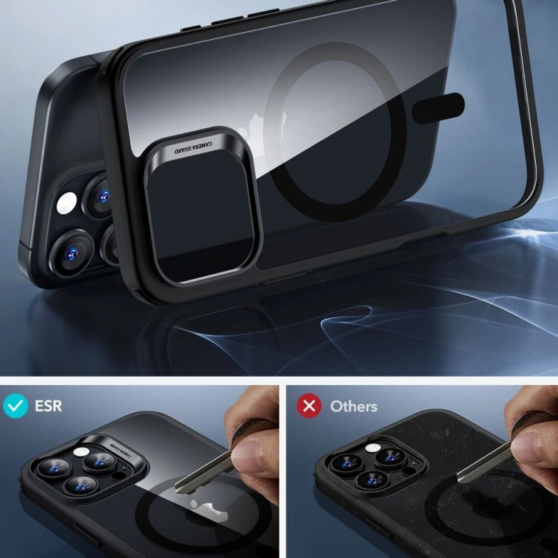 Capa ESR Classic Hybrid HaloLock MagSafe com vidro temperado para Apple iPhone 16 Pro Max, transparente/preto