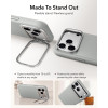 Capa ESR Leather Kickstand MagSafe para Apple iPhone 17 Pro Max / 18 Pro Max, cinzenta