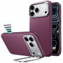 Capa ESR Leather Kickstand MagSafe para Apple iPhone 17 Pro / 18 Pro, Deep Burgundy