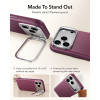 Capa ESR Leather Kickstand MagSafe para Apple iPhone 17 Pro / 18 Pro, Deep Burgundy