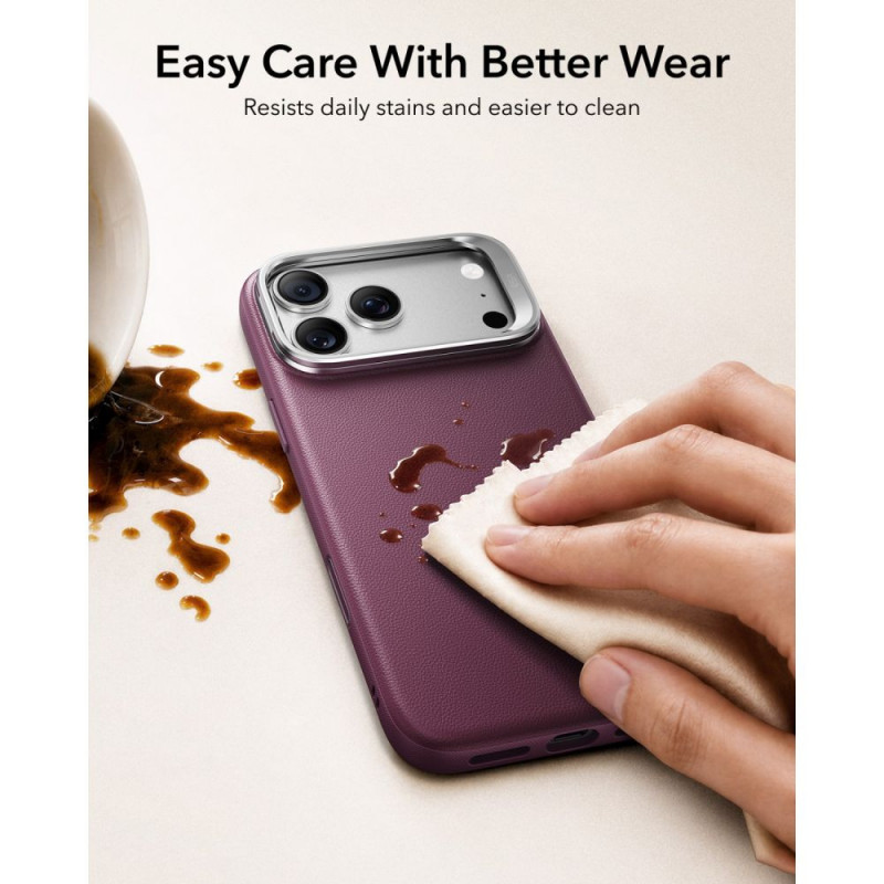 Capa ESR Leather Kickstand MagSafe para Apple iPhone 17 Pro / 18 Pro, Deep Burgundy