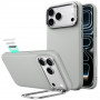 Capa ESR Leather Kickstand MagSafe para Apple iPhone 17 Pro / 18 Pro, cinzenta