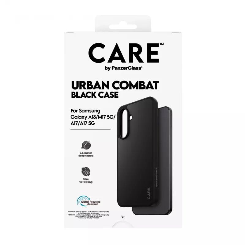 Capa Urban Combat CARE PanzerGlass para Samsung Galaxy A17/A18, preta