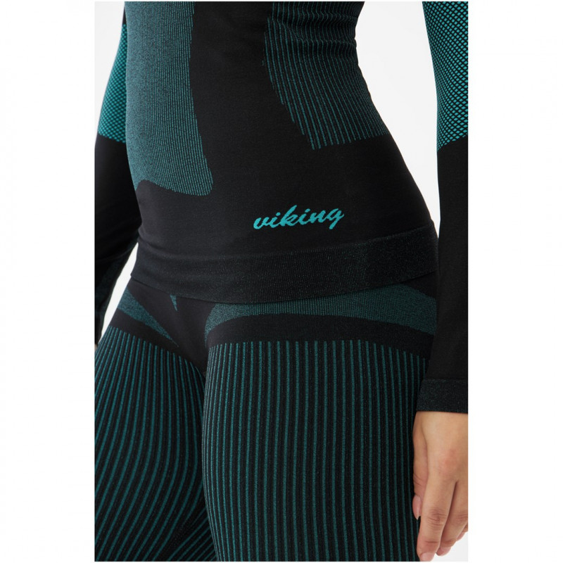 Conjunto de roupa interior termoativa para mulher Viking Ilsa, preto-verde, tamanho S