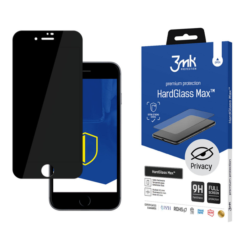 Vidro temperado 3MK HardGlass Max Privacy para Apple iPhone 7, preto