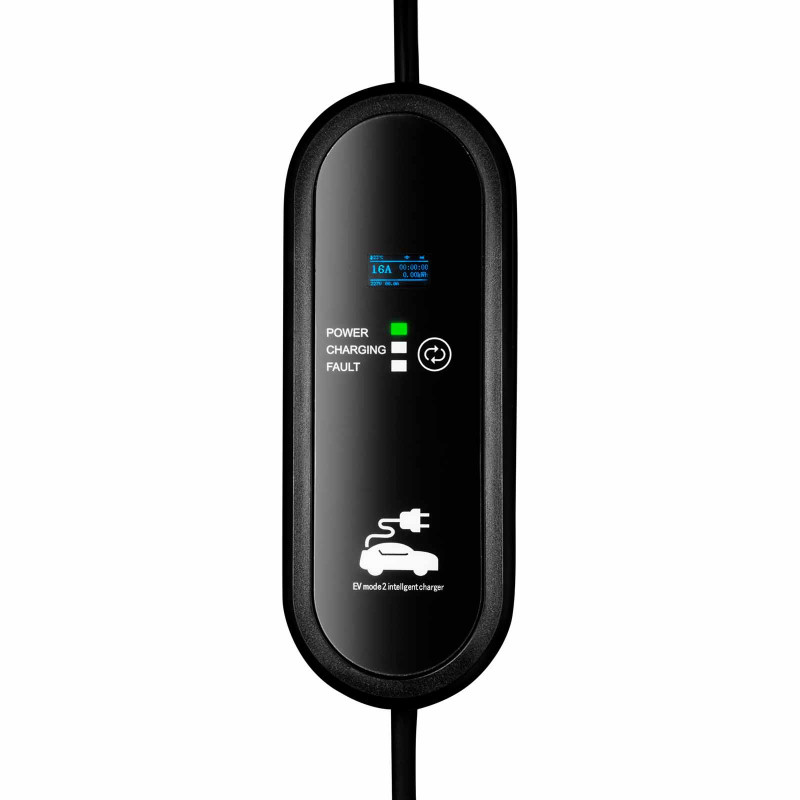 Carregador para automóvel elétrico Akyga AK-EC-18 Tipo 1 LCD, monofásico 16 A 3,8 kW, 5 m