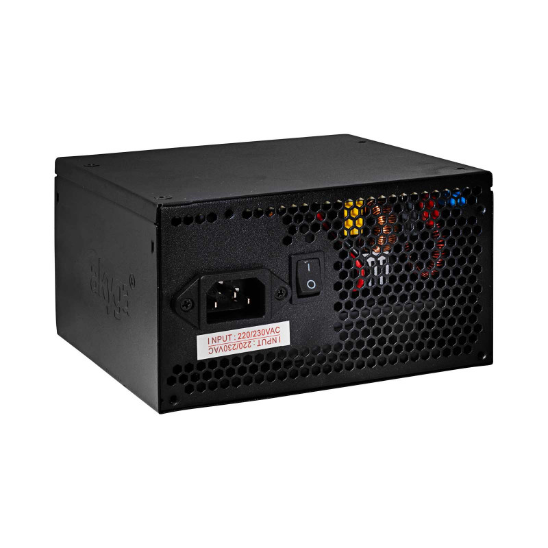 Fonte de alimentação ATX Akyga 500 W AK-C2-500, semimodular, P4+4, 2x PCI-E 6+2 pinos, 4x SATA, 2x Molex, ventoinha de 12 cm, 80 PLUS