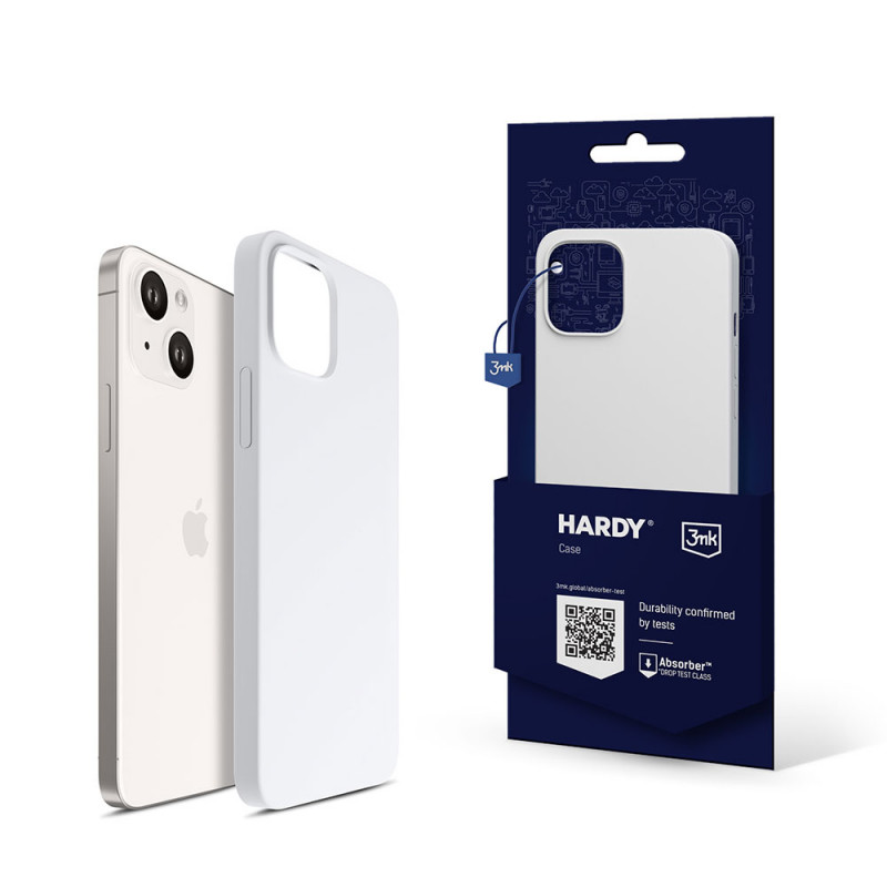 Capa 3MK Hardy Case MagSafe para Apple iPhone 14 Plus / 15 Plus em silicone, branca