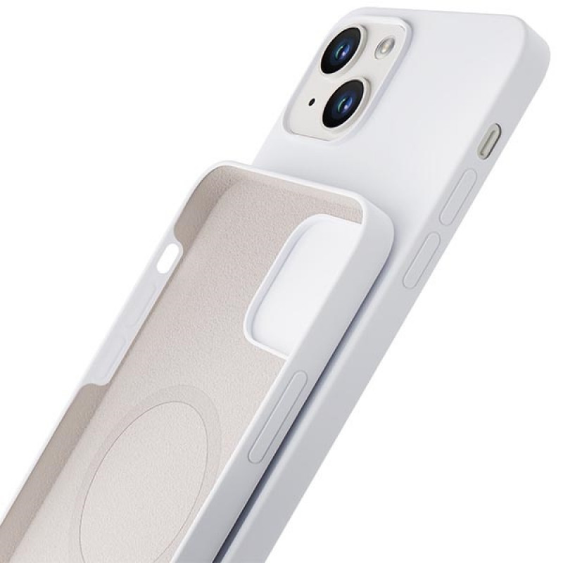 Capa 3MK Hardy Case MagSafe para Apple iPhone 14 Plus / 15 Plus em silicone, branca