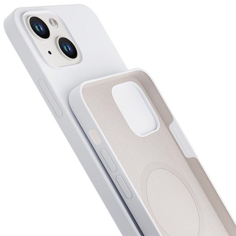 Capa 3MK Hardy Case MagSafe para Apple iPhone 14 Plus / 15 Plus em silicone, branca