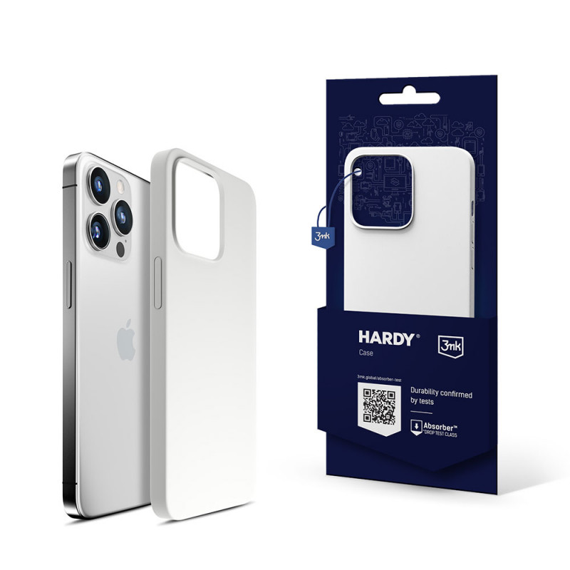 Capa 3MK Hardy Case MagSafe para Apple iPhone 14 Pro Max em silicone, branca