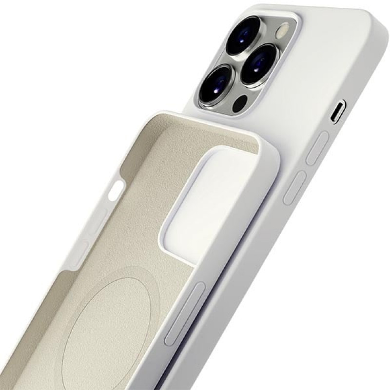 Capa 3MK Hardy Case MagSafe para Apple iPhone 14 Pro Max em silicone, branca