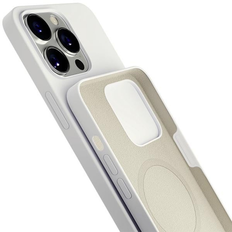 Capa 3MK Hardy Case MagSafe para Apple iPhone 14 Pro Max em silicone, branca