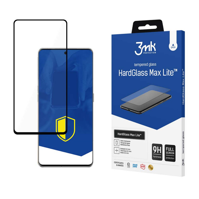 Protetor de ecrã em vidro temperado 3MK HardGlass Max Lite para Oppo Find X6 Pro, preto, 3MK4884