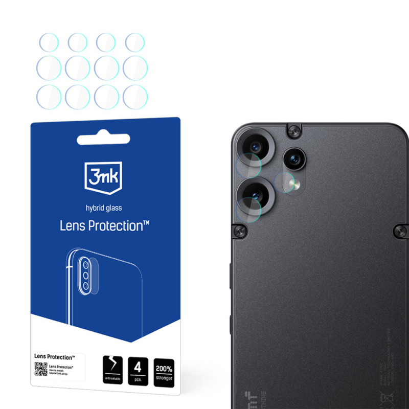 Película de vidro híbrido para lente de câmara 3MK Lens Protection para CMF Phone 2 Pro by Nothing (4 un.)