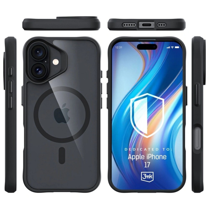 3MK Satin Armor MagCase para Apple iPhone 17, preto