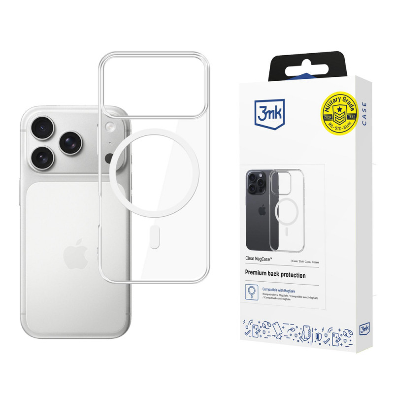 Capa 3MK Clear MagCase para Apple iPhone 17 Pro, Transparente