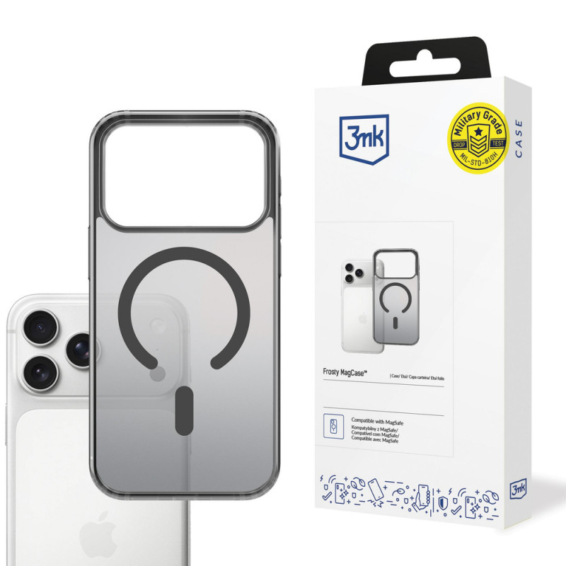 Capa 3MK Frosty MagCase para Apple iPhone 17 Pro, preta