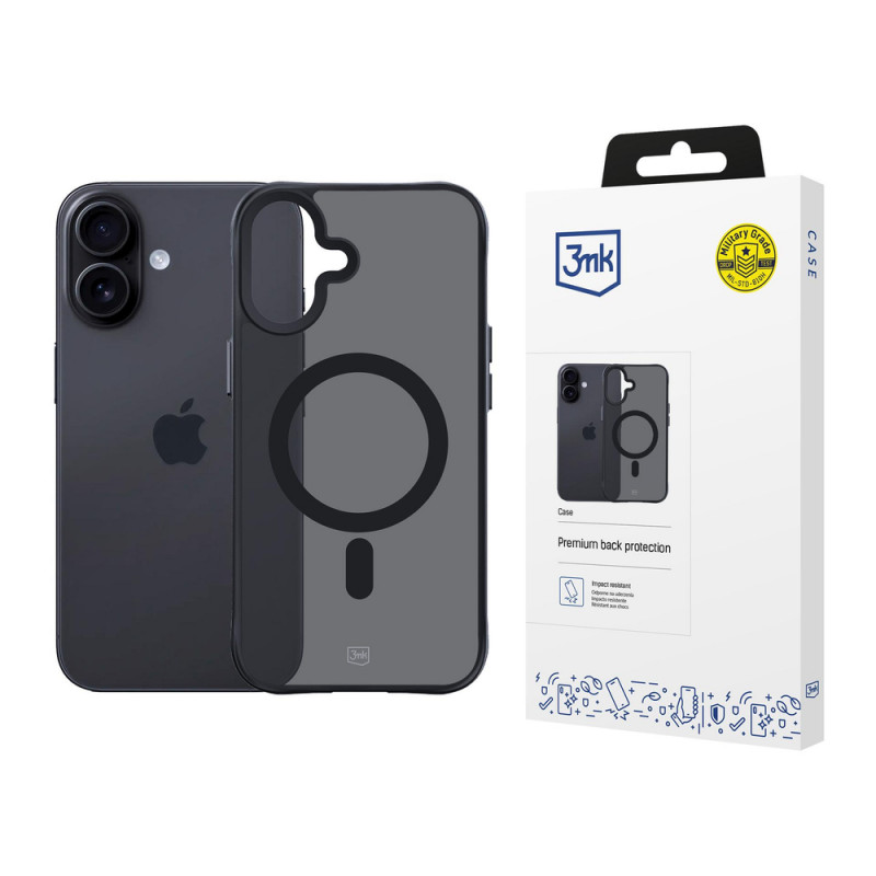Capa 3MK Smoke Matt MagCase para Apple iPhone 17, preto