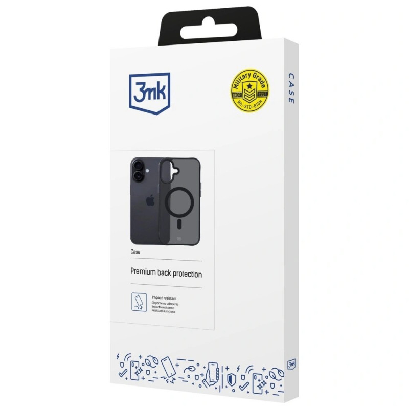 Capa 3MK Smoke Matt MagCase para Apple iPhone 17, preto
