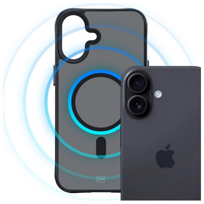 Capa 3MK Smoke Matt MagCase para Apple iPhone 17, preto