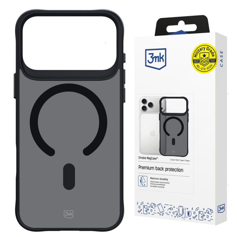 Capa 3MK Smoke Matt MagCase para Apple iPhone 17 Pro, preta