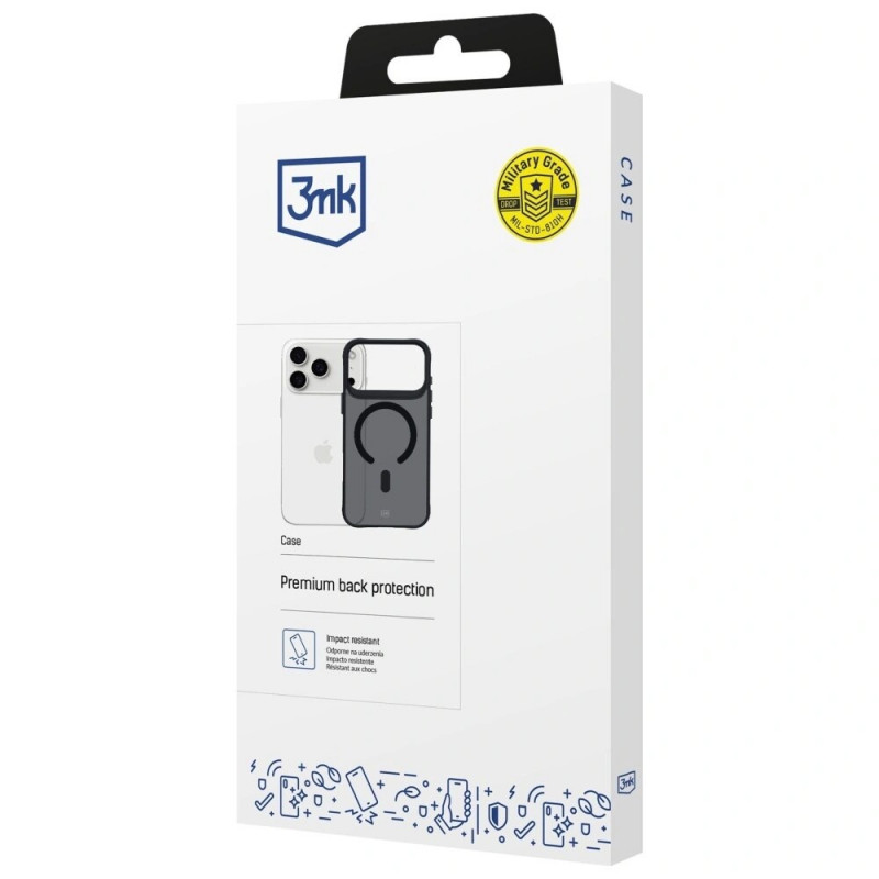 Capa 3MK Smoke Matt MagCase para Apple iPhone 17 Pro, preta
