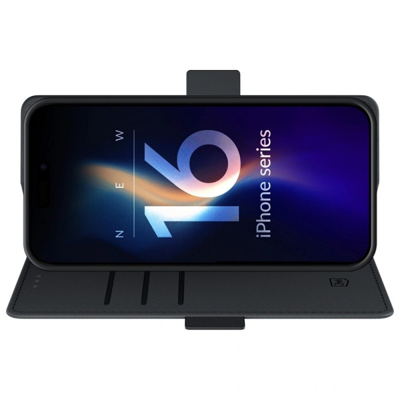 Capa com carteira 3MK para Apple iPhone 17, preta