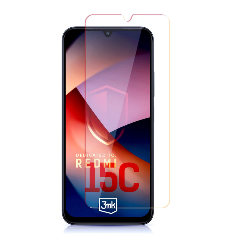 Película de vidro temperado 3MK HardGlass para Redmi 15C 4G / 5G (171 mm) / Poco C85 4G