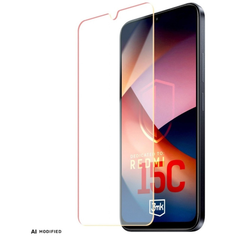 Película de vidro temperado 3MK HardGlass para Redmi 15C 4G / 5G (171 mm) / Poco C85 4G