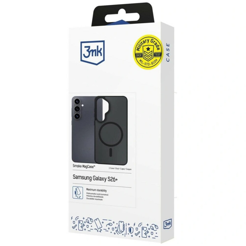 Capa protetora 3mk Smoke MagCase para Samsung Galaxy S26+, preta