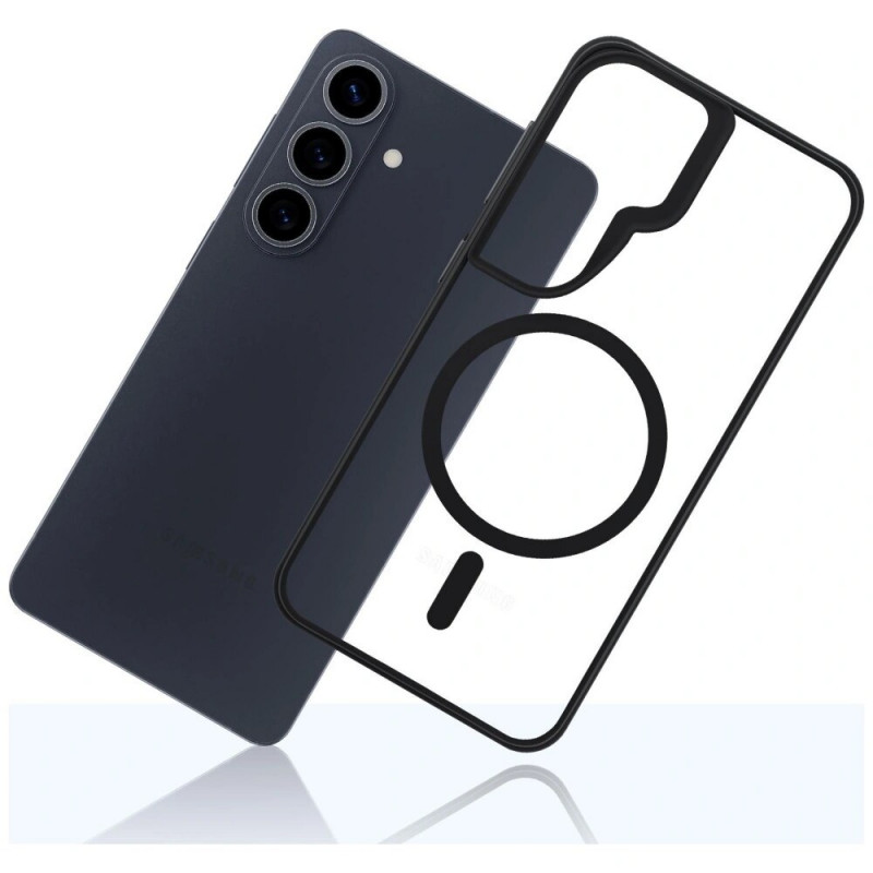 Capa protetora 3mk Satin Armor MagCase Samsung Galaxy S26, preto transparente
