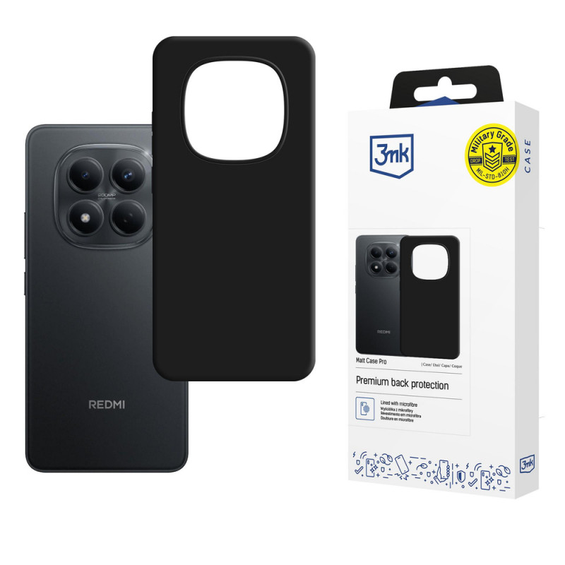 Capa para smartphone 3MK Matt Case Pro Xiaomi Redmi Note 15 Pro 4G, preta