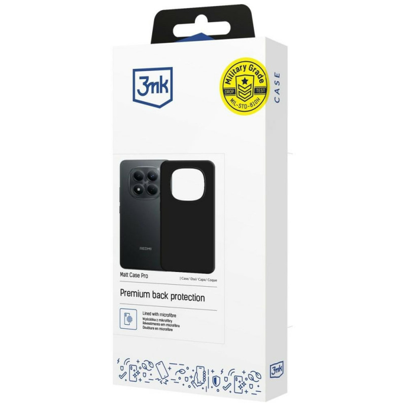 Capa para smartphone 3MK Matt Case Pro Xiaomi Redmi Note 15 Pro 4G, preta