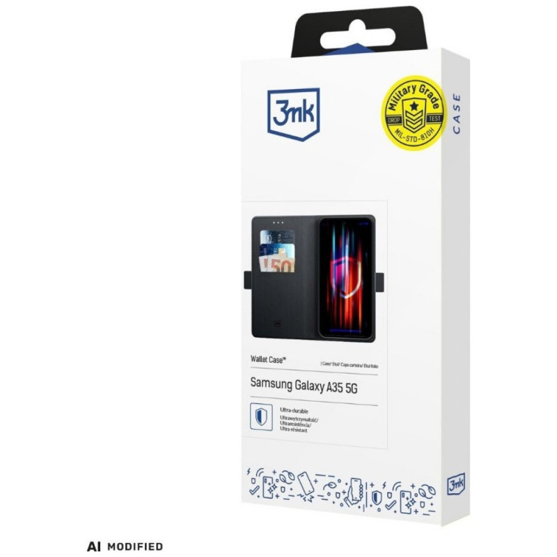 Capa com carteira 3MK Wallet Case para Xiaomi Redmi Note 15 Pro 4G, preta