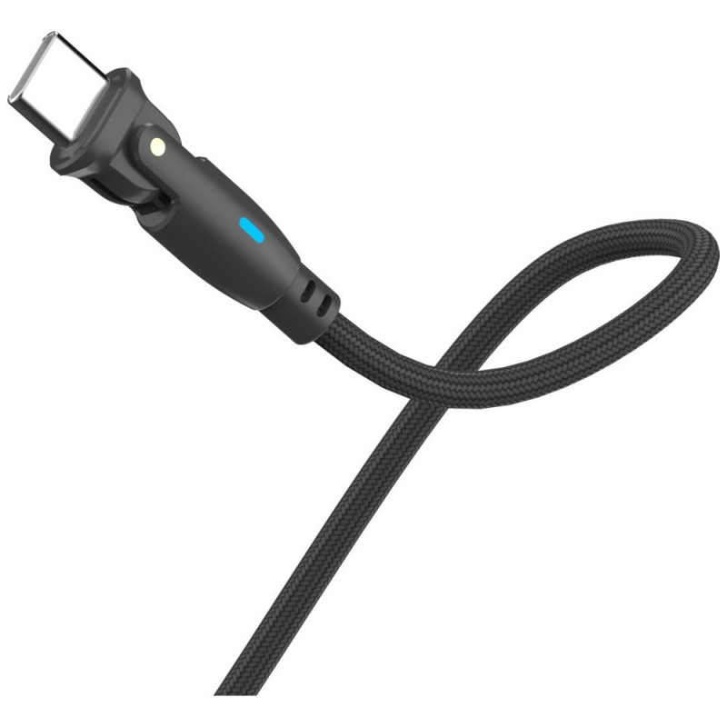 Cabo 3MK Hyper Cable N-SERIES USB-C para USB-C com ponta giratória de 180°, 1 m, 100 W, preto