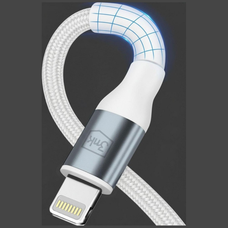 Cabo 3MK Hyper Cable N-SERIES USB-C para Lightning, 2 m, 27 W, branco