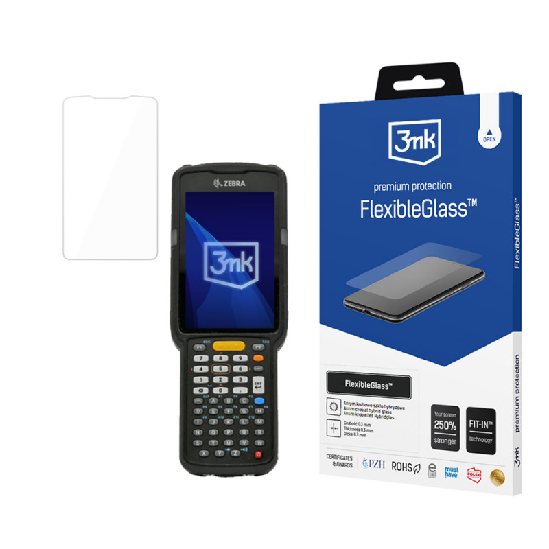 Protetor de ecrã em vidro híbrido 3MK FlexibleGlass para Zebra MC3300