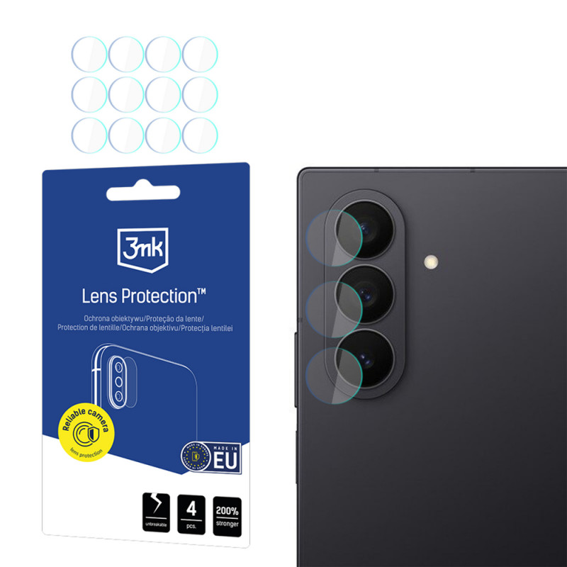 3MK Lens Protection protetor de lentes da câmara em vidro híbrido para Samsung Galaxy Z Fold 8 Ultra (4 unid.)